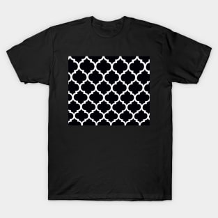 Black and White Lattice Grid Pattern T-Shirt